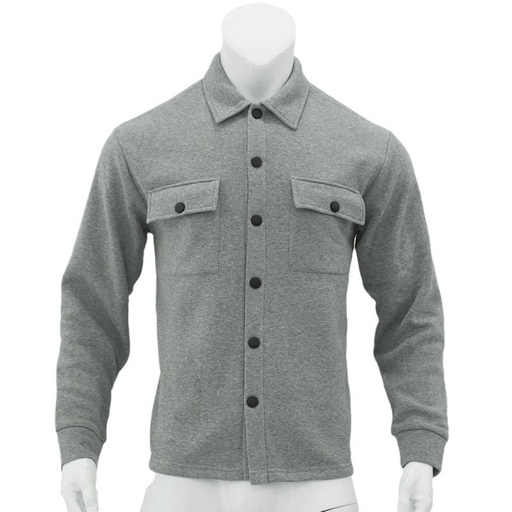 Men's utility shacket with snap button closure, patch chest pockets and ribbed cuffs Mune Fashion