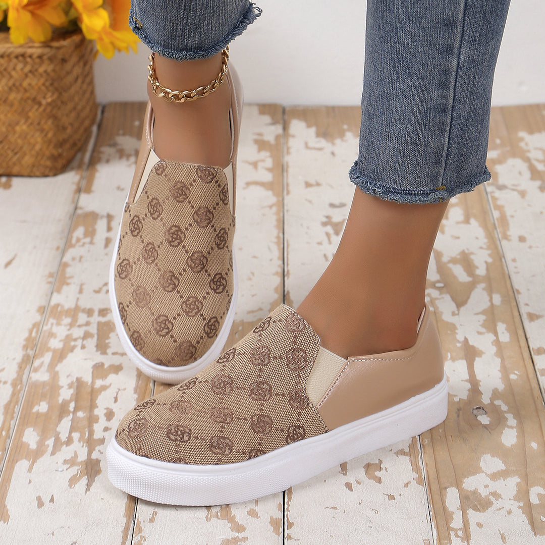 Women Slip-On Platform Sneaker with Glitter Front, Padded Heel Area and White Profile Sole Mune Fashion