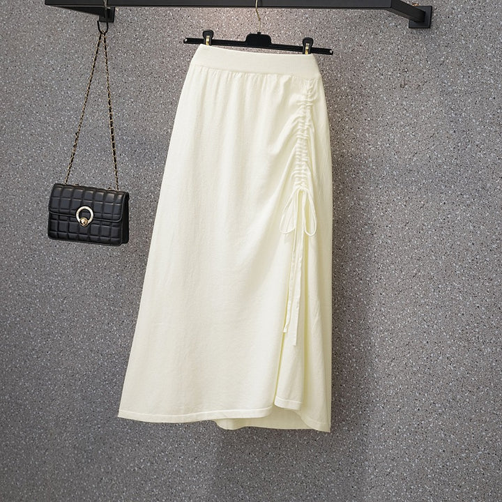 Ladies Long Skirt with Gathering and Drawstring Mune Fashion