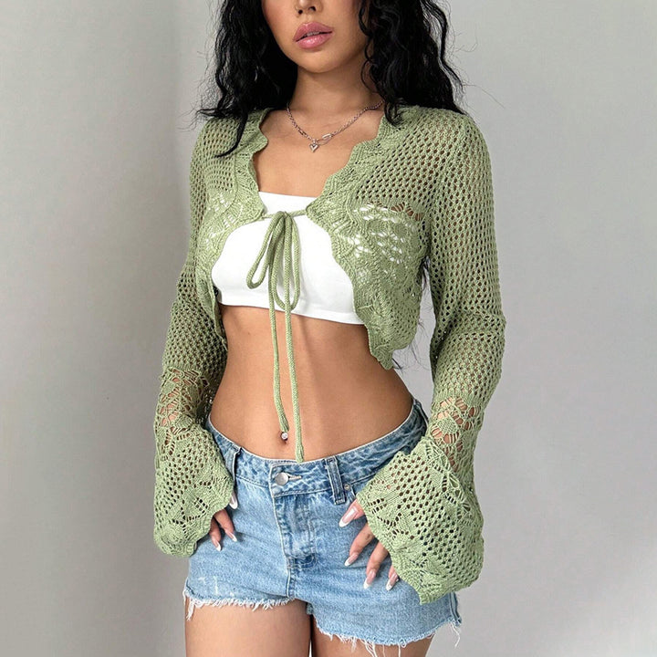 Women's crochet jacket with wide arm sleeves