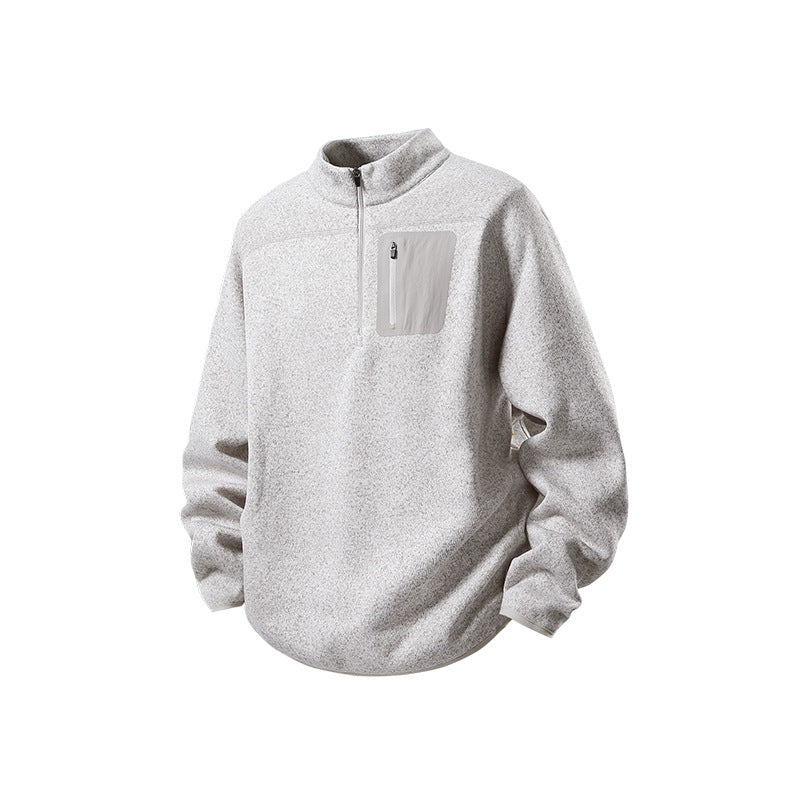 Herren Halbzip-Fleecepullover mit Brustreißverschlusstasche und Stehkragen Mune Fashion