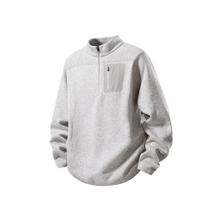 Herren Halbzip-Fleecepullover mit Brustreißverschlusstasche und Stehkragen Mune Fashion