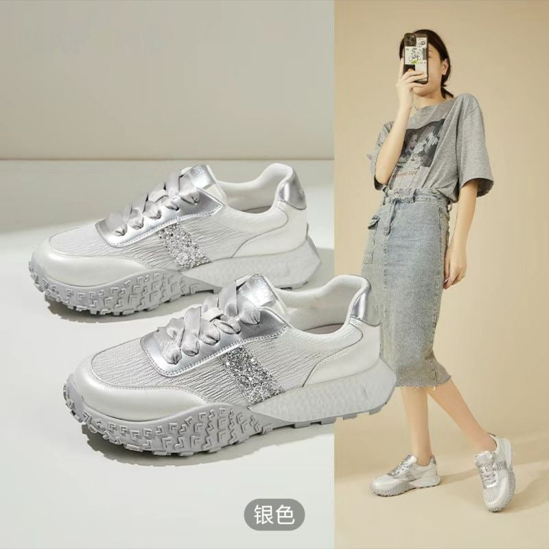 Women's Sporty Sneakers with Glittering Accents and Futuristic Design Mune Fashion
