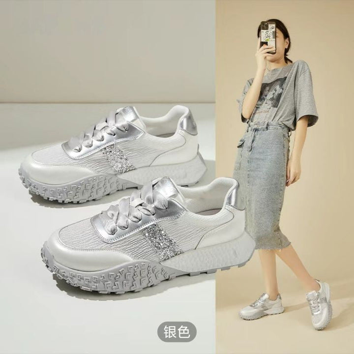 Women's Sporty Sneakers with Glittering Accents and Futuristic Design Mune Fashion