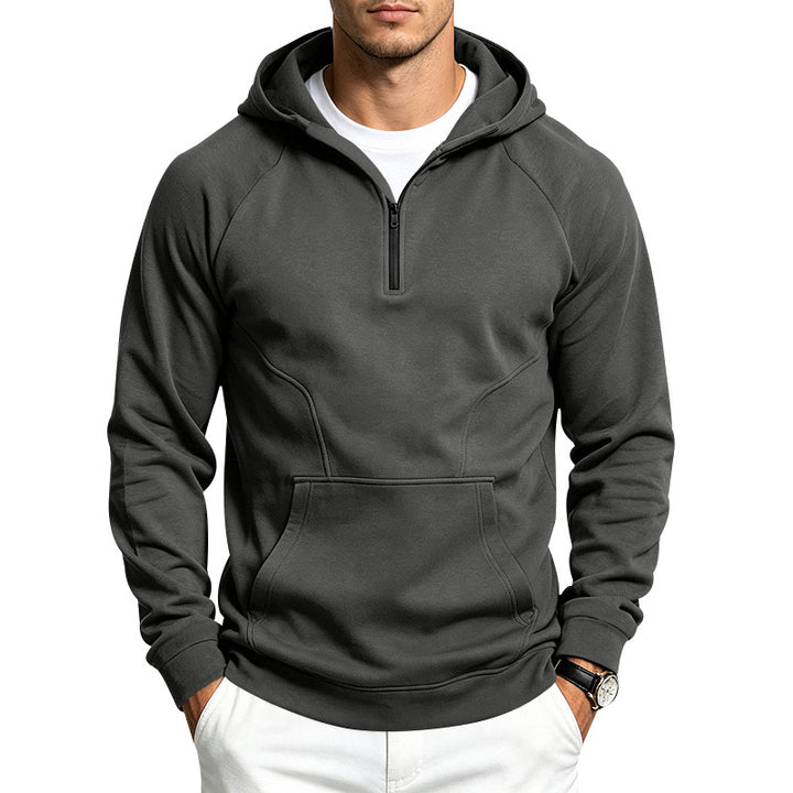 Men's hooded sweatshirt with half zipper and sporty, slim fit Mune Fashion
