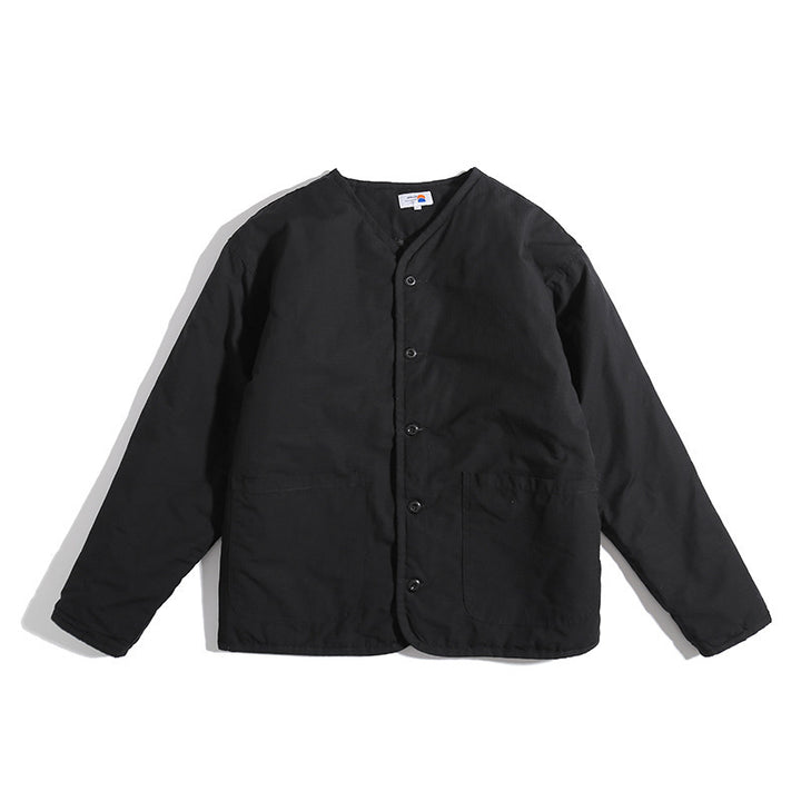 Unisex Lightly Quilted Round Neck Transitional Jacket with Button Placket and Patch Pockets Mune Fashion