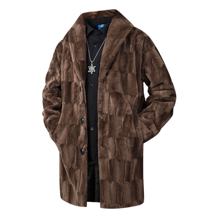 Herren Langer Kunstfell-Mantel mit Oversize-Schnitt und Schalkragen Mune Fashion