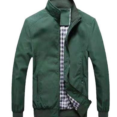 Men's Lightweight Harrington Jacket with Stand Collar and Checked Lining Mune Fashion