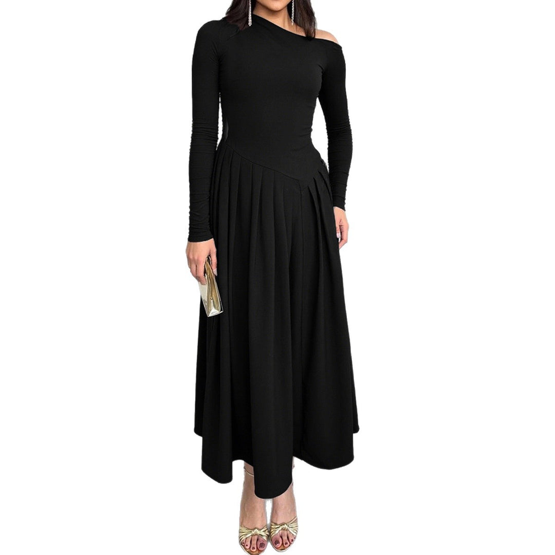 Women's nan asymmetrical maxi dress with pleated skirt and body-hugging top Mune Fashion