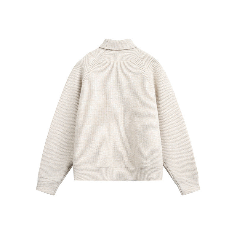 Unisex rollneck sweater made of coarse rib knit with raglan sleeves and straight hem Mune Fashion