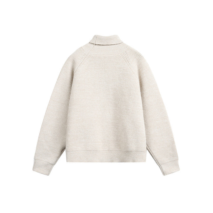 Unisex rollneck sweater made of coarse rib knit with raglan sleeves and straight hem Mune Fashion