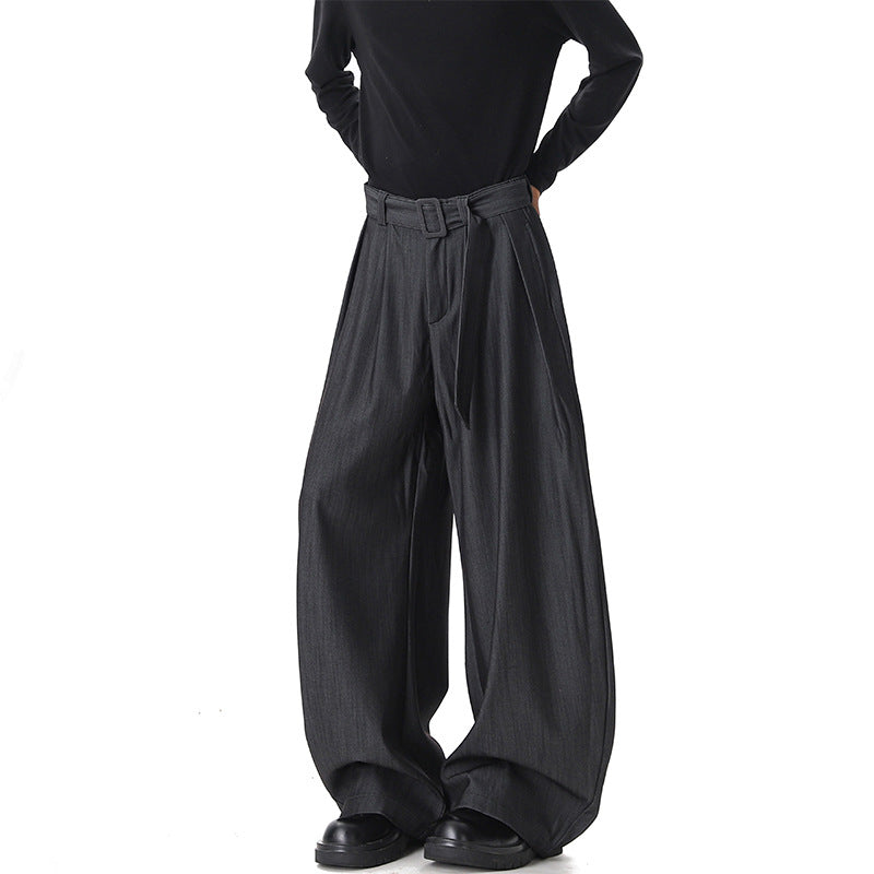 Women Wide Paperbag Pants with High Waist, Pleats and Waist Belt Mune Fashion