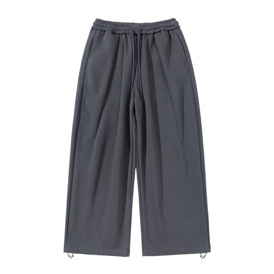 Unisex Wide Cropped Jogging Pants with Drawstring Waistband, Side Pockets and Adjustable Hem