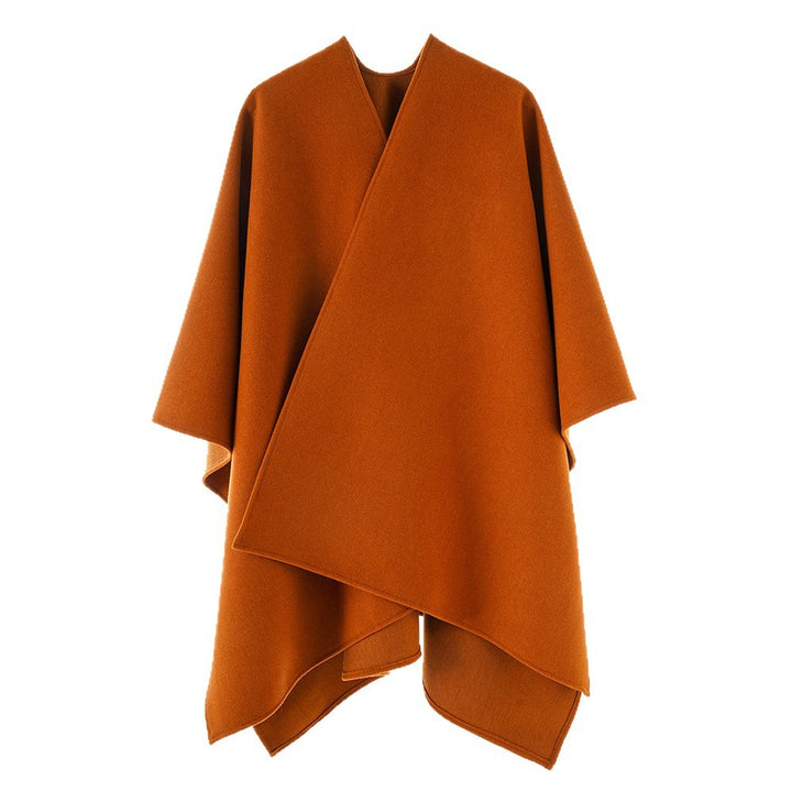 Women Asymmetrical Wool Blend Cape Poncho with Draped Wrap Front Mune Fashion