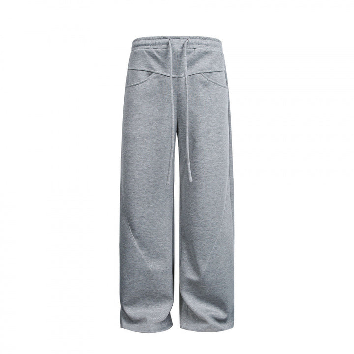 Women's Loose High-Waist Relaxed Sweat Pants with Drawstring and Decorative Seam Lines Mune Fashion