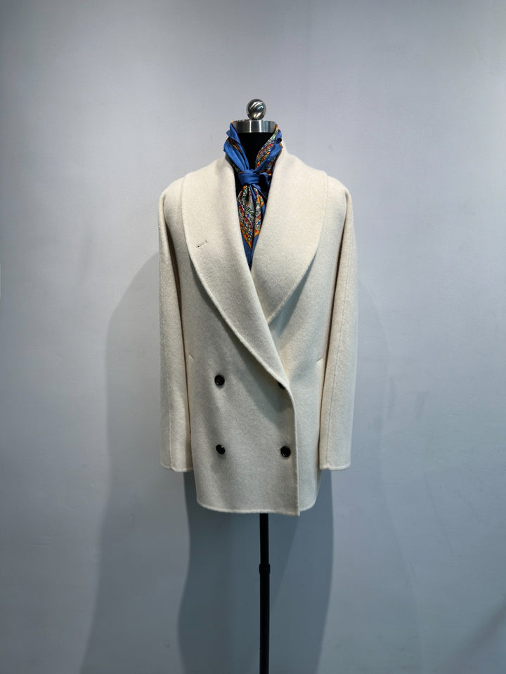 Women Double-Breasted Structured Wool Blend Jacket Mune Fashion