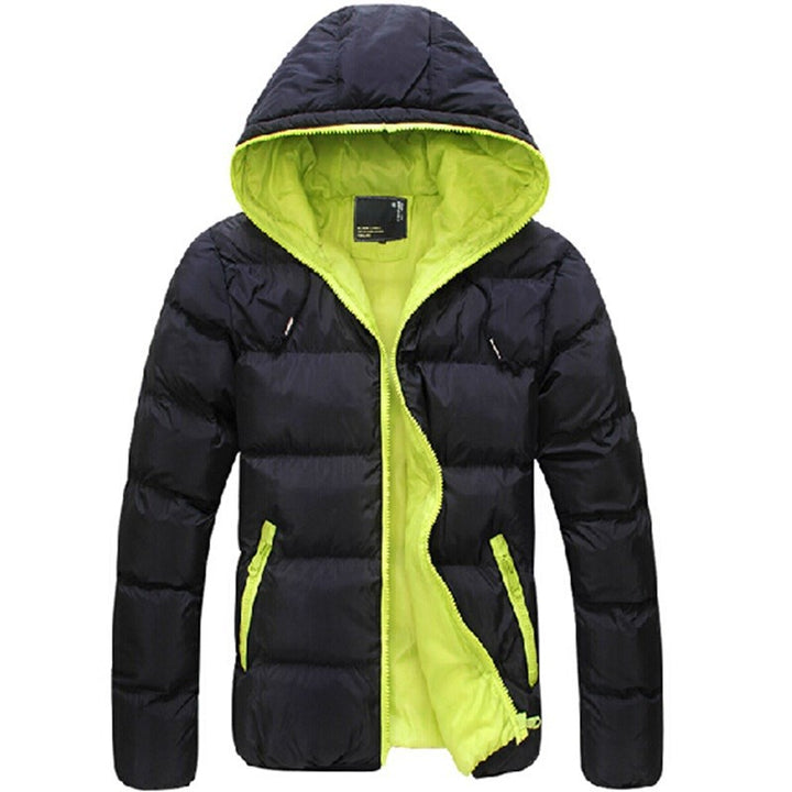 Men's quilted hooded jacket with contrasting fleece lining and side zip pockets Mune Fashion