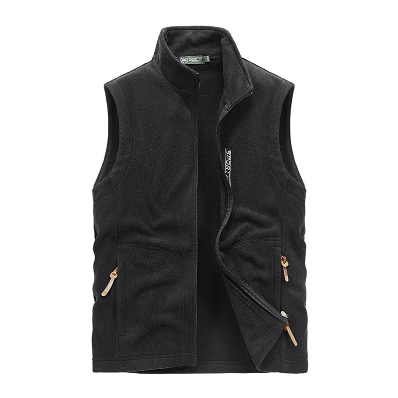 Men's Functional Fleece Vest with Stand-up Collar, Full Zipper and Zipper Pockets Mune Fashion