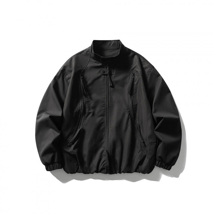 Unisex Oversize lightweight bomber jacket with stand-up collar, zipper, and elastic hem Mune Fashion