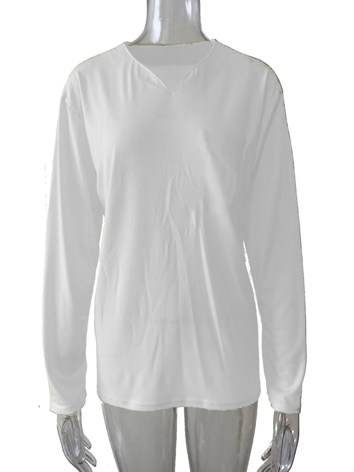 Women nan legeres Long-sleeve shirt with V-notch neckline, chest pocket, and relaxed oversized fit Mune Fashion