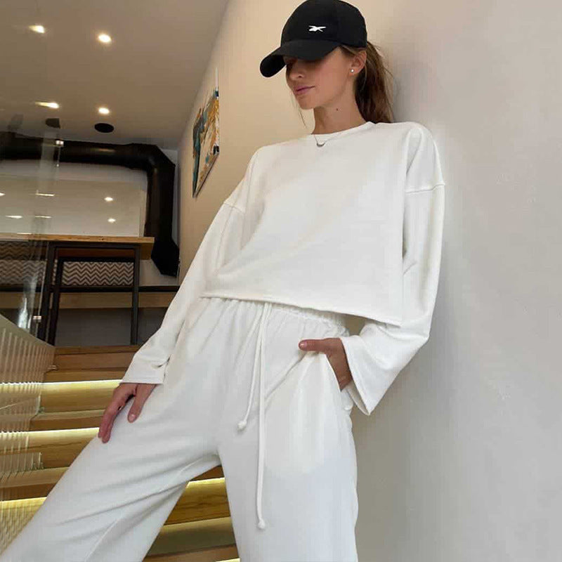 Women’s Casual Oversized Lounge Set with Wide Crewneck Sweater and Elastic Drawstring Jogging Pants Mune Fashion