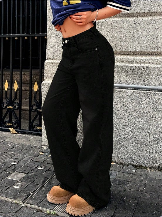 Women's High-Waist Wide Denim Pants with Palazzo Cut Mune Fashion