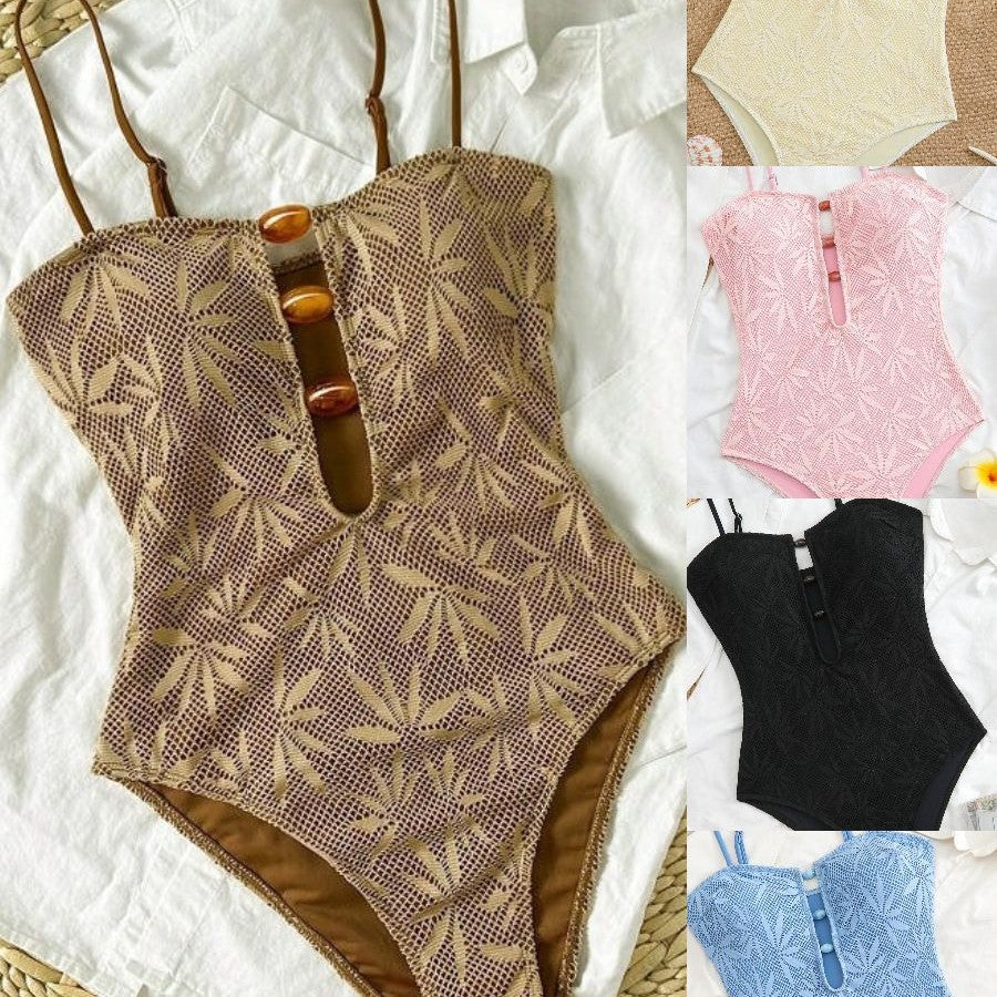 Women’s one-piece swimsuit with trendy mesh pattern Mune Fashion