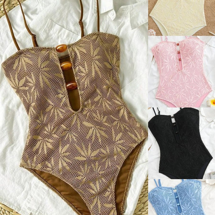 Women’s one-piece swimsuit with trendy mesh pattern Mune Fashion