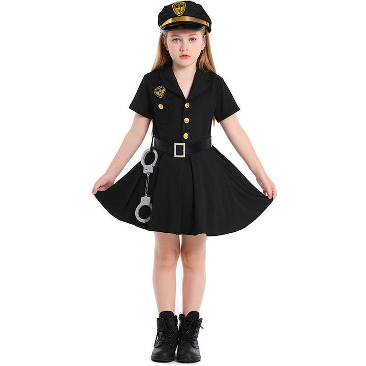 Girl Police Costume with Skirt and Hat Mune Fashion