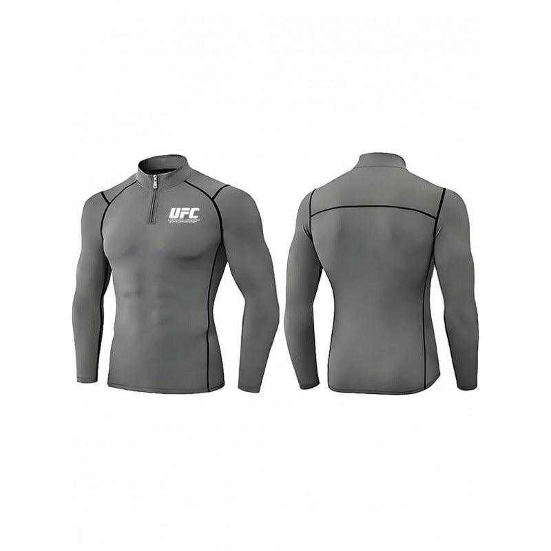 Men's tight-fitting compression shirt with short zipper and long sleeves Mune Fashion
