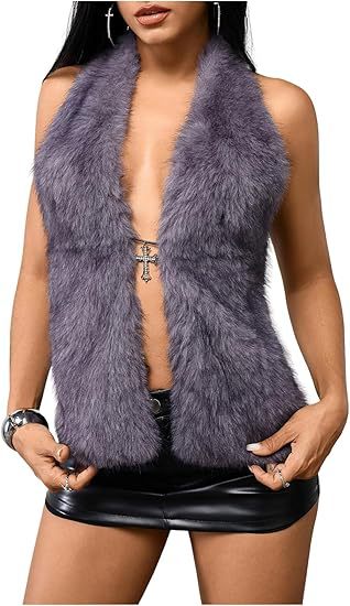 Women's multi-piece luxurious faux fur set with vest, hat, mini skirt, bag and cuffs Mune Fashion