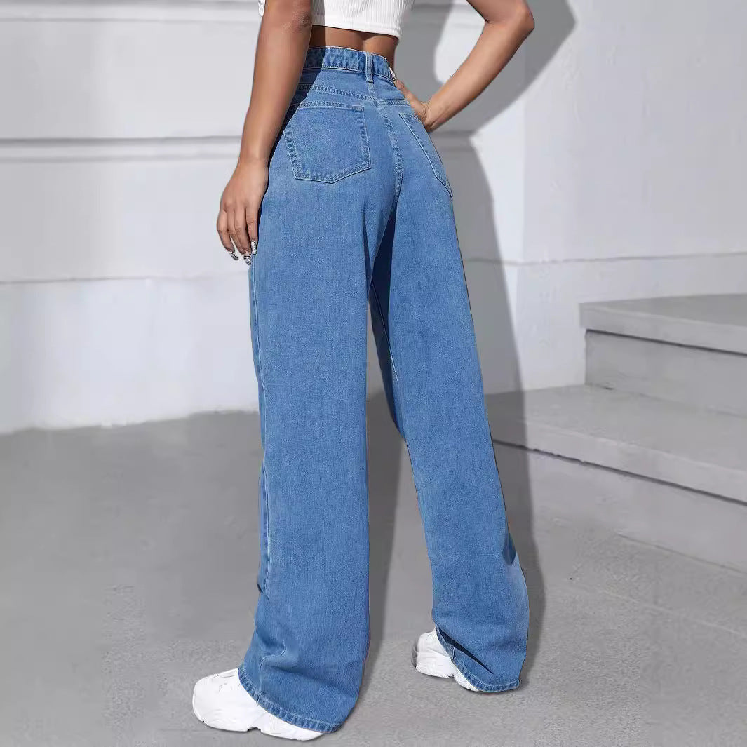 Women Wide Jeans Pants with Butterfly Print Mune Fashion