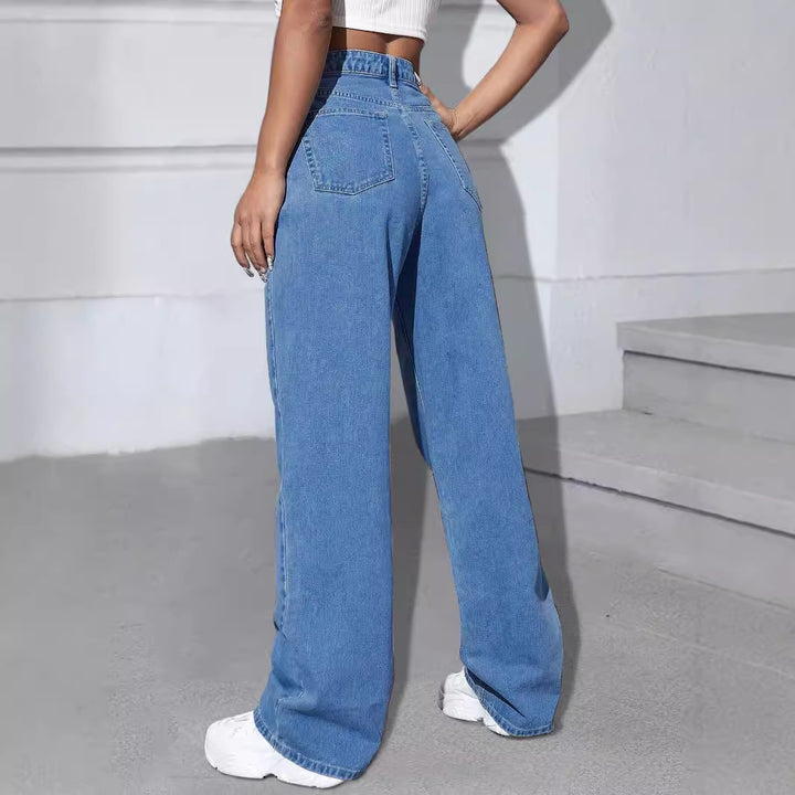 Women Wide Jeans Pants with Butterfly Print Mune Fashion