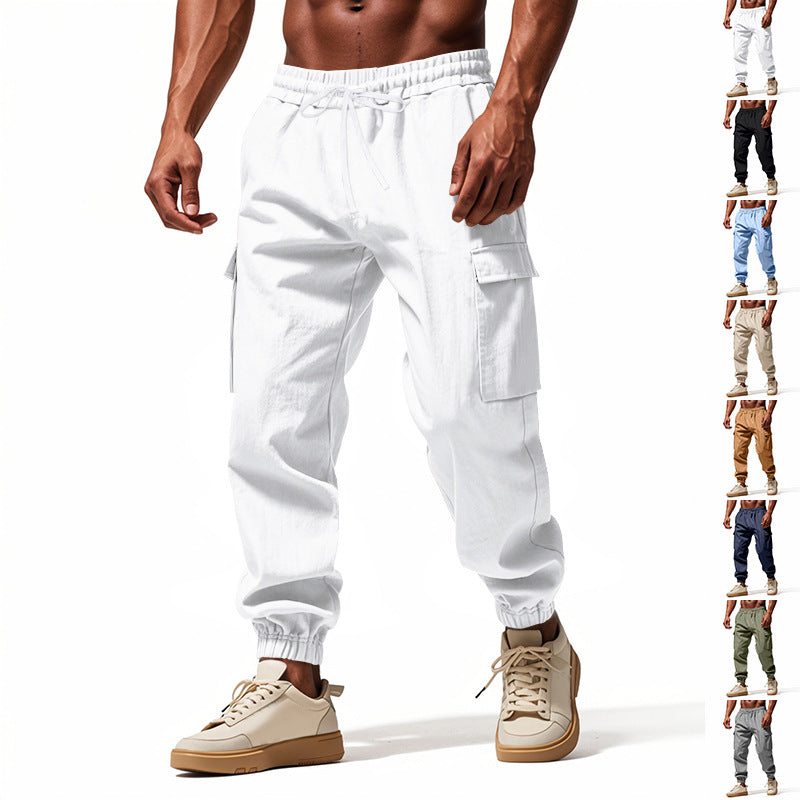 Men's tapered joggers in utilitarian style with elastic waistband, drawstring, and flap pockets Mune Fashion