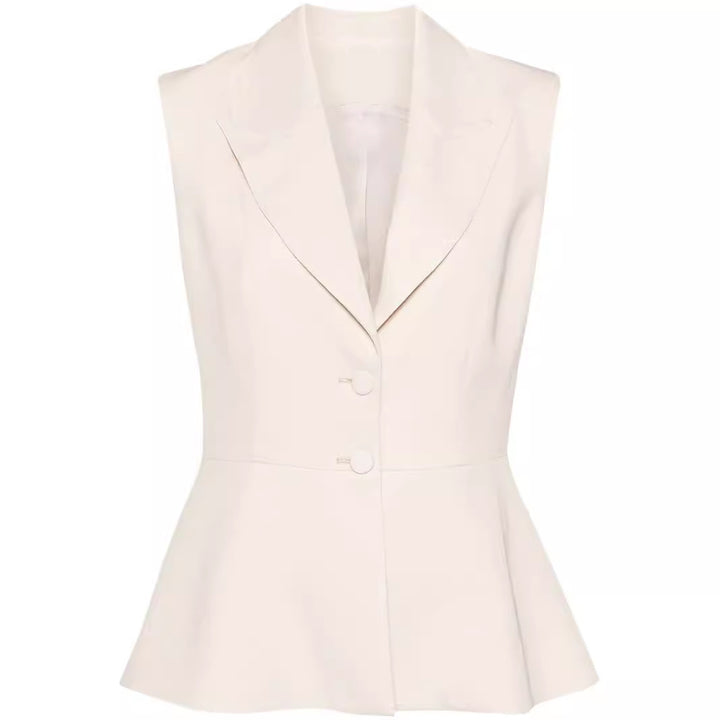 Women's Sleeveless Tailored Blazer Vest with Lapels and Shaping Seams Mune Fashion
