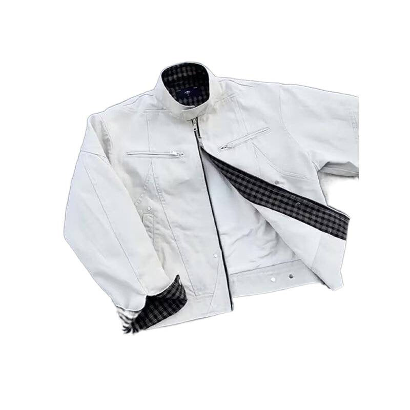 Men's Urban Bomber Jacket with Checked Lining and Zipper Pockets Mune Fashion