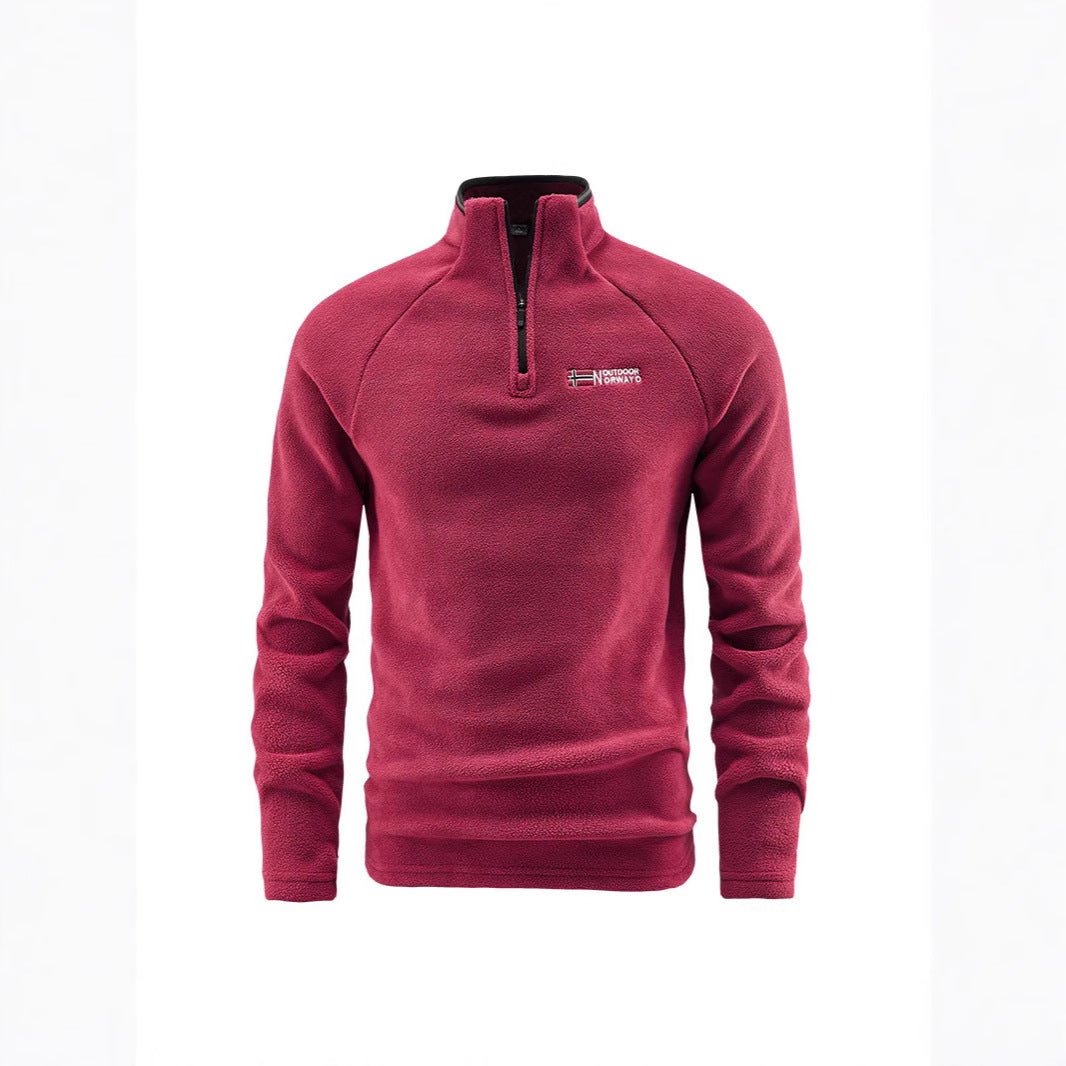 Men's Fluffy Zip Troyer Fleece Pullover with Stand-up Collar and Raglan Sleeves Mune Fashion