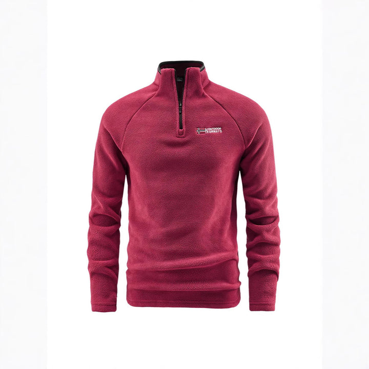Men's fleece half-zip pullover with high stand-up collar and raglan sleeves Mune Fashion