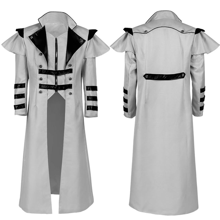 Men's Victorian velvet coat made of velvet with elaborate embroidery, high stand-up collar and long train Mune Fashion