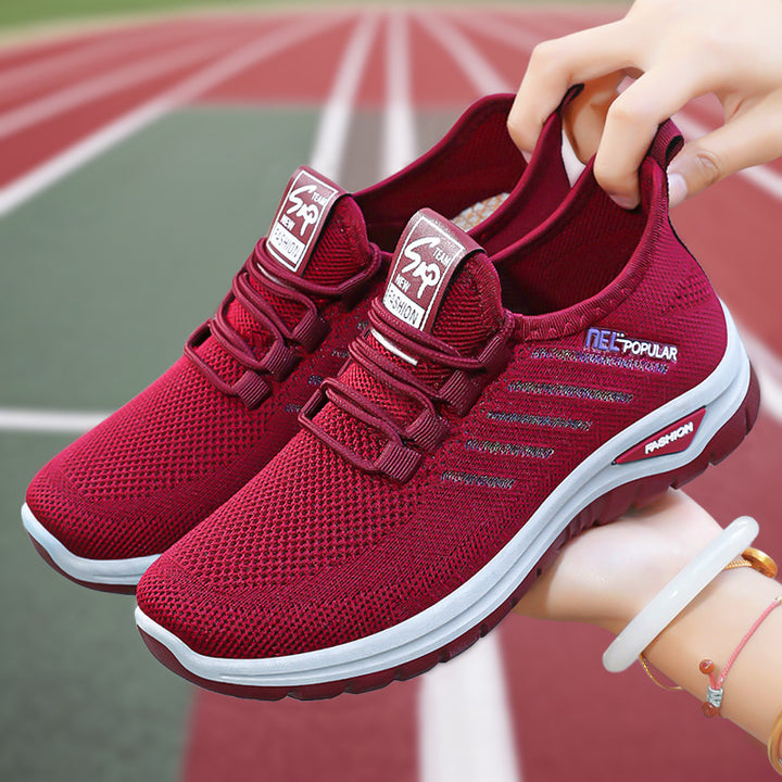Women nan lightweight knitted casual sneakers with elastic quick lacing system and shock-absorbing EVA sole Mune Fashion