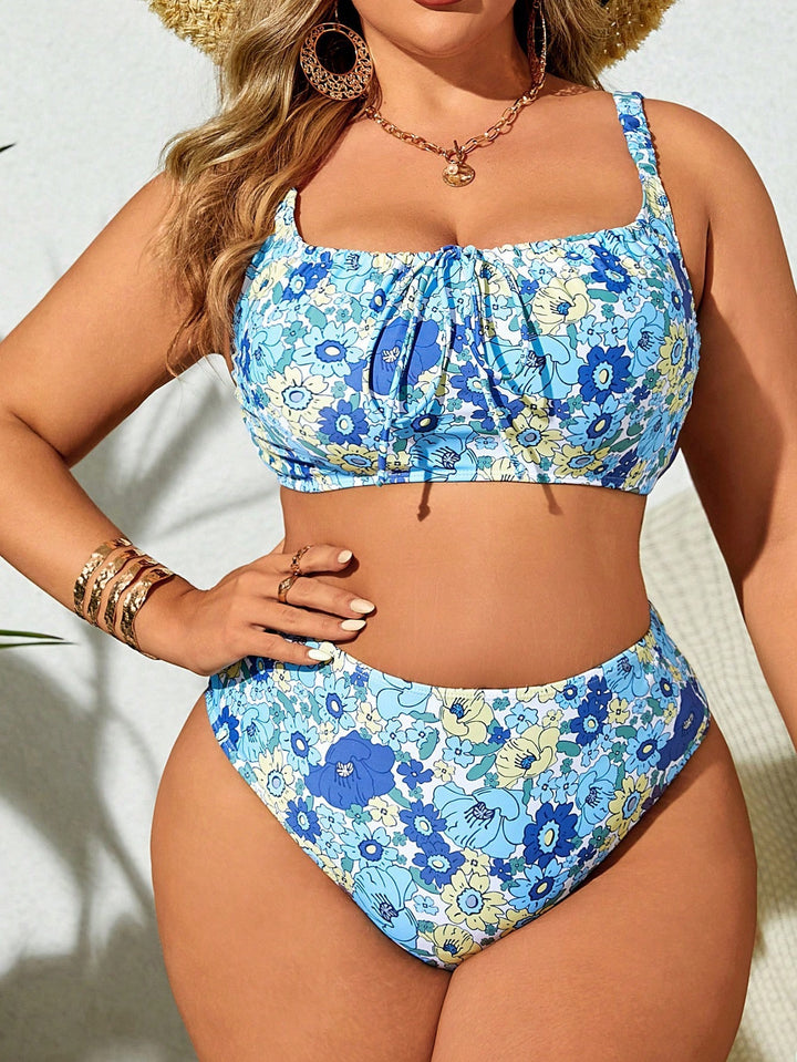 Women High-Cut Floral Bikini Mune Fashion