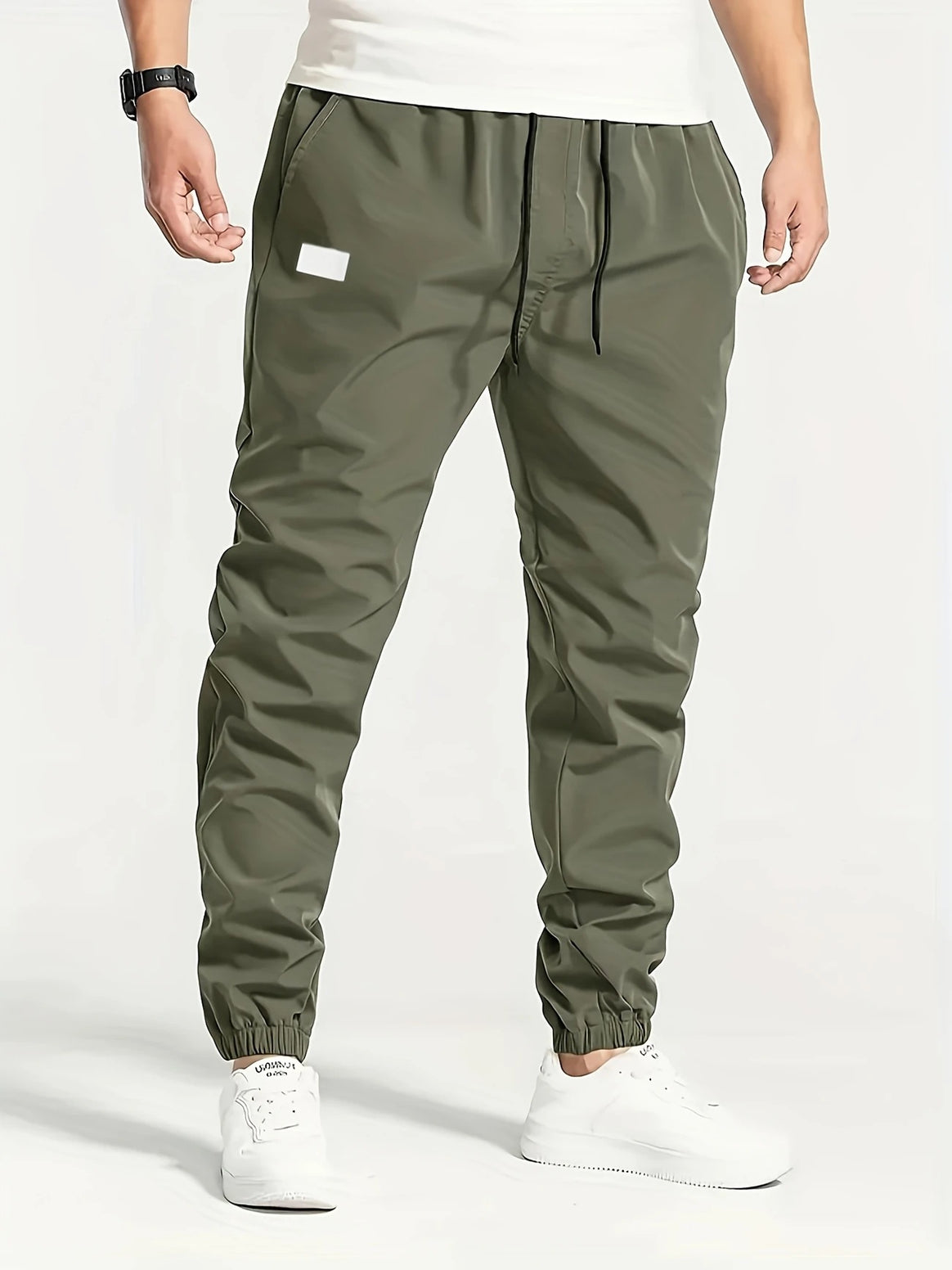 Men's Technical Jogging Pants in Tapered Utility Style with Elastic Waistband & Ankle Cuffs Mune Fashion