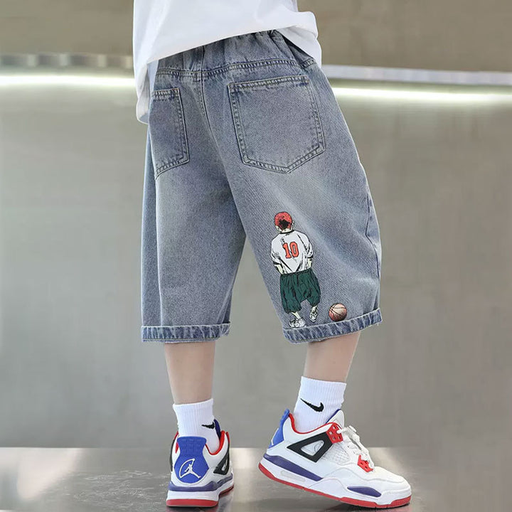 Boys Basketball Shorts with Cool Comic Print Mune Fashion