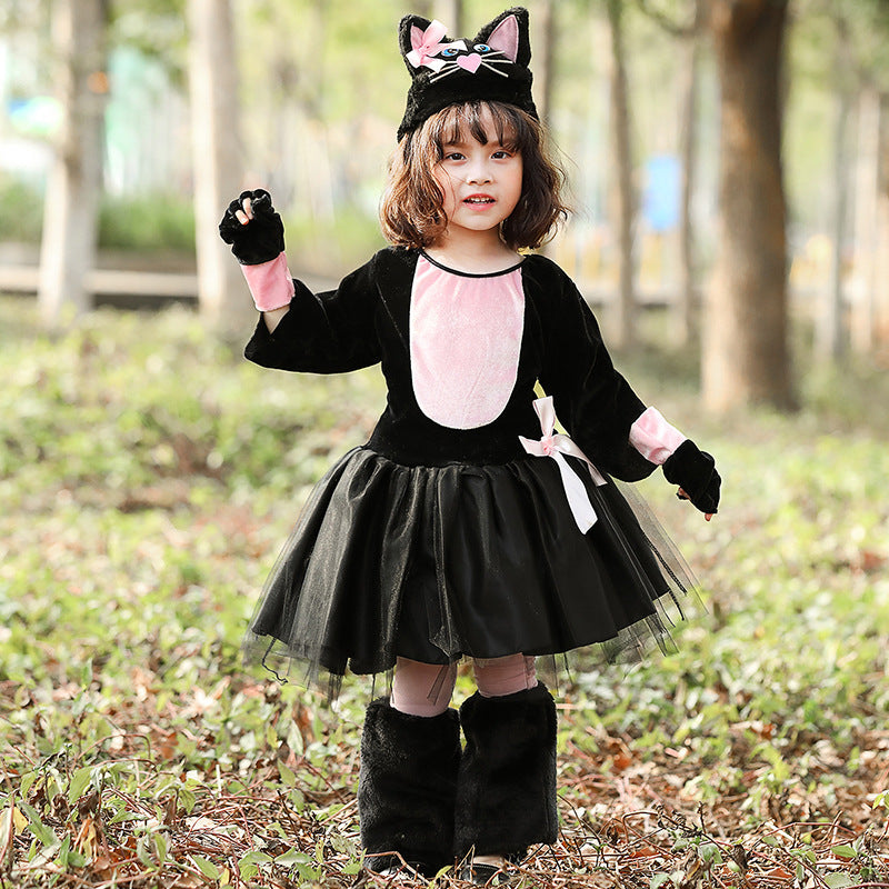 Girl's cat costume with edgy tulle layer and charming details Mune Fashion
