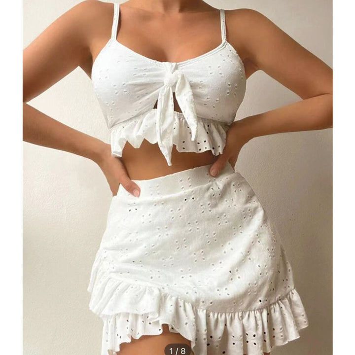 Women's Crop Top and Ruffle Short Set Mune Fashion