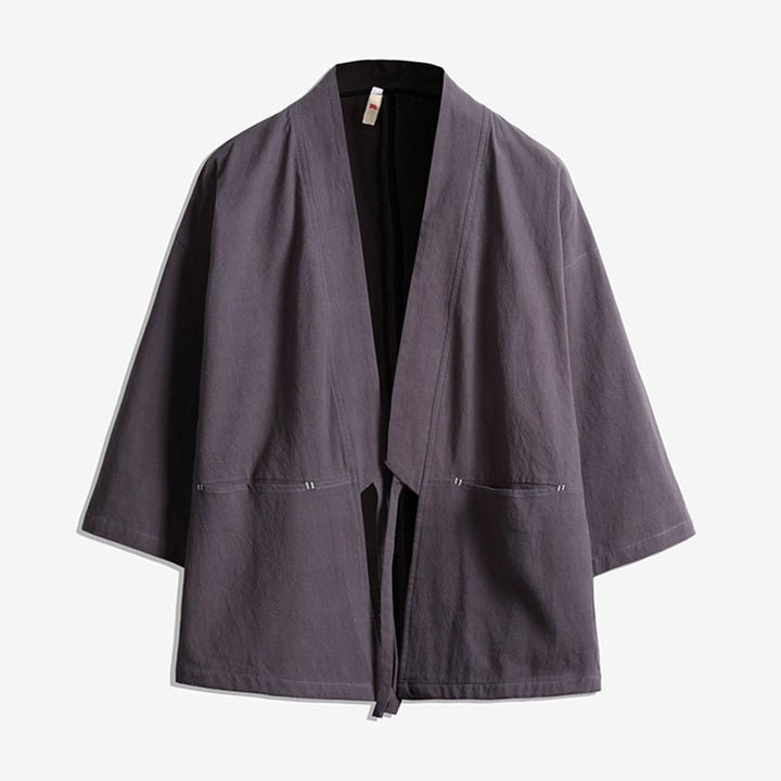 Unisex light Kimono jacket made of a lightweight cotton blend with a loose fit and tie belt Mune Fashion