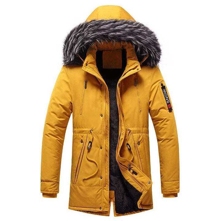 Men's winter parka with faux fur hood, padded thermal coat with drawstring Mune Fashion