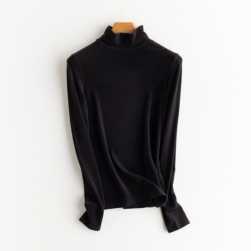 Ladies Fine Long Sleeve Shirt with Stand-up Collar made of Stretch Jersey, Body-hugging Silhouette Mune Fashion