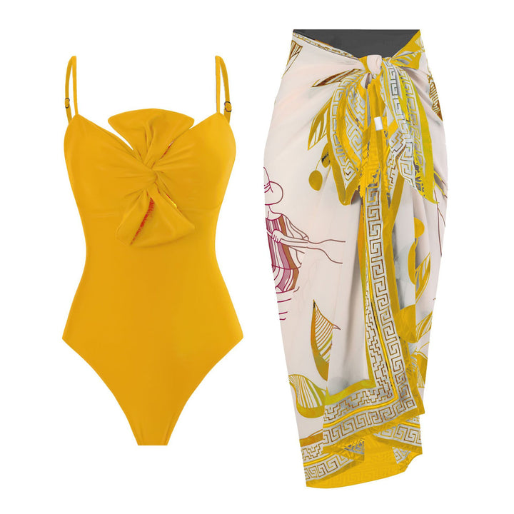 Women's swimsuit with elegant wrap design and floral pareo Mune Fashion