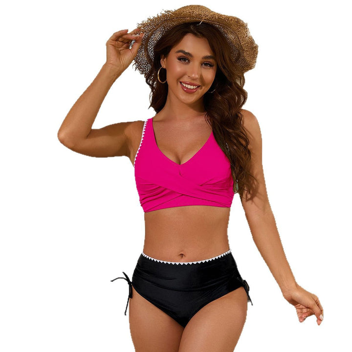 Ladies High-Waisted Bikini Set with Elegant Wrap Look Mune Fashion